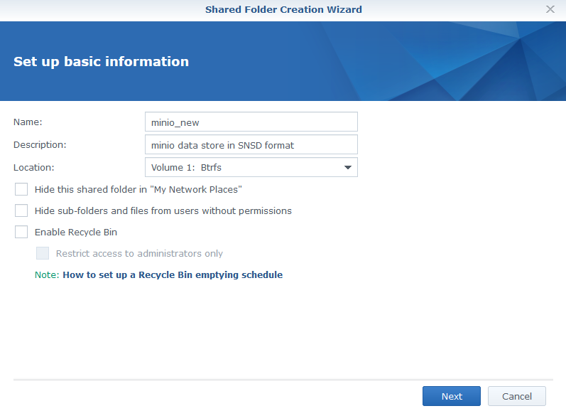 Creating the shared folder
